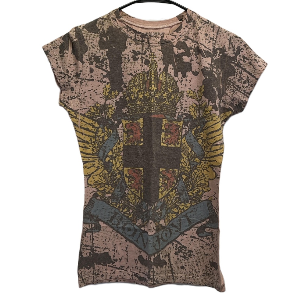 Bonjovi‎ Womens Graphic Short Sleeve Cotton Blend T Shirt Medium